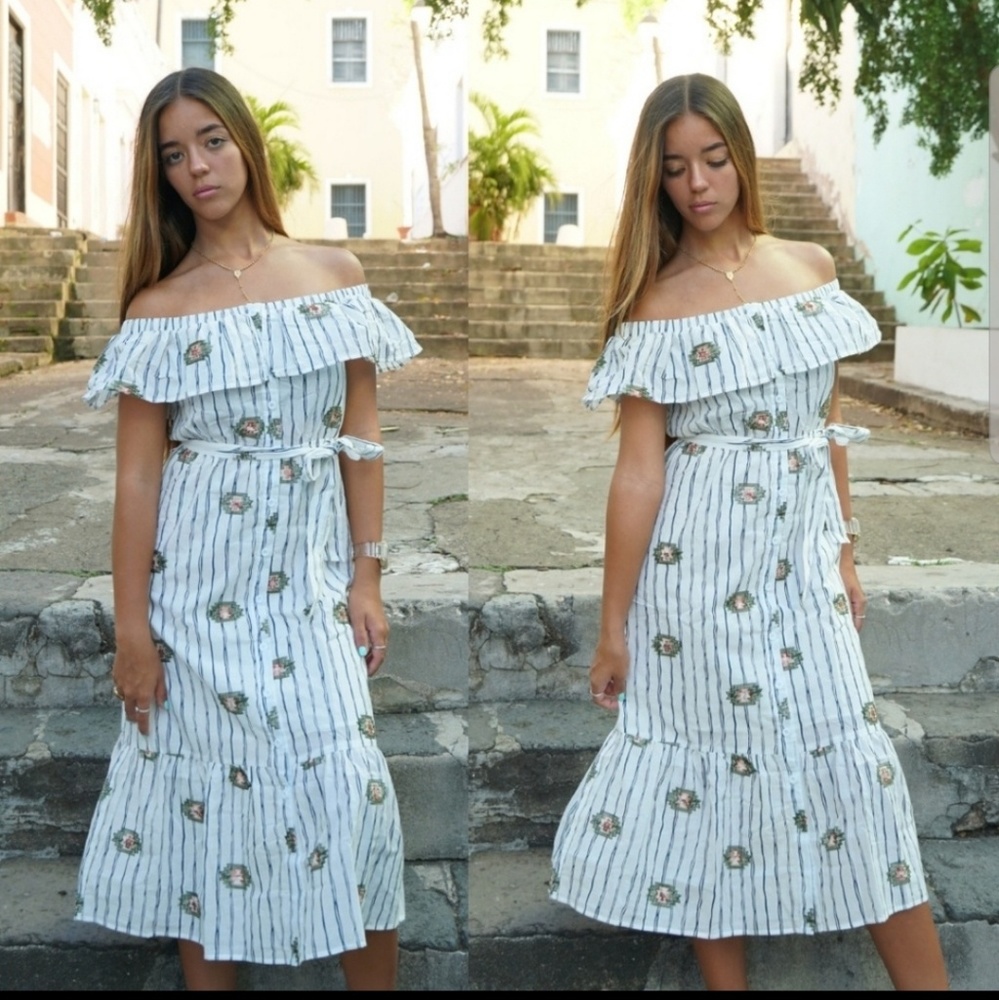 New Off the Shoulder Embroidered Dress